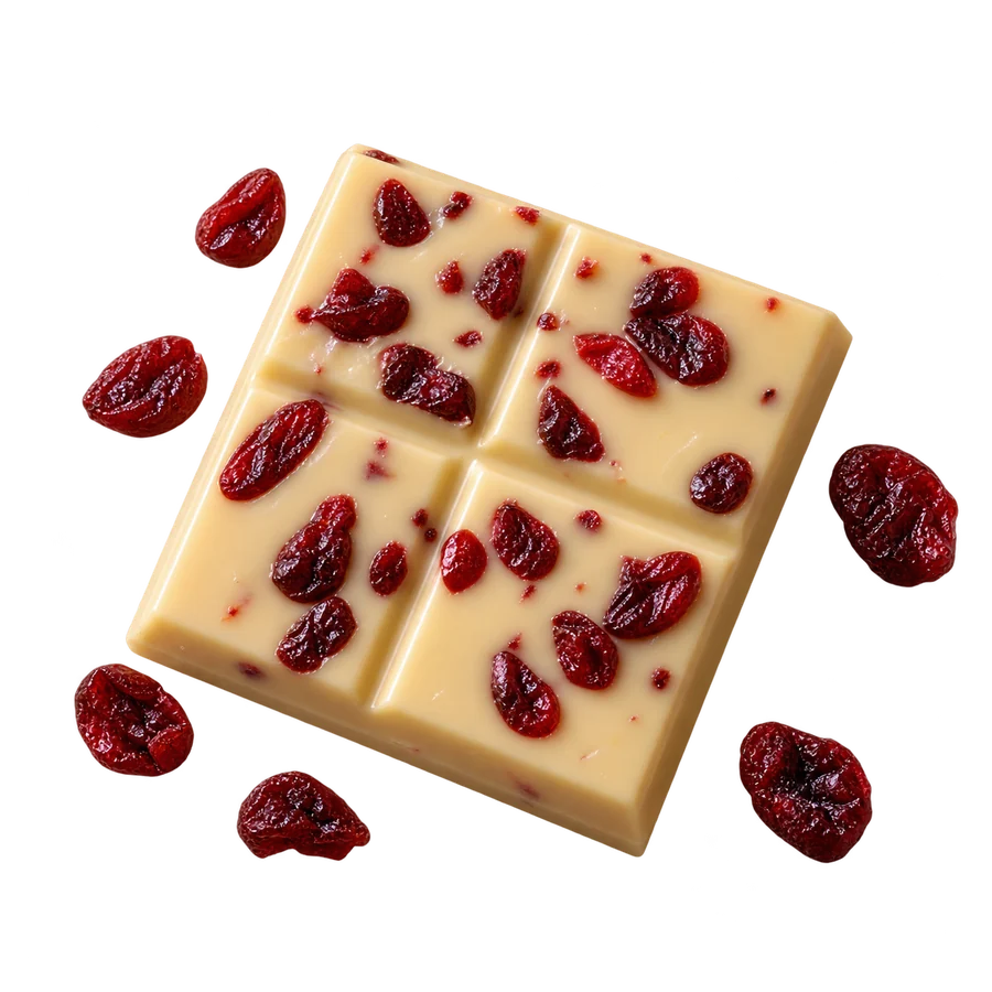 Barra de chocolate branco com cranberry